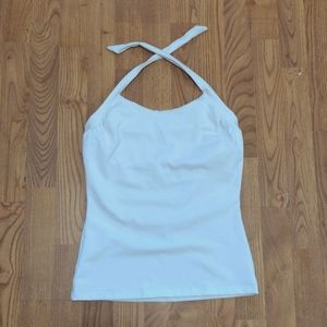 Prana White Bra Shelf Halter Tank Top